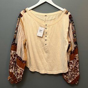 Free People Long-sleeve Top, Medium, Cream